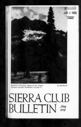 Sierra Club Bulletin 1958 Vol 43 No 5 May cover